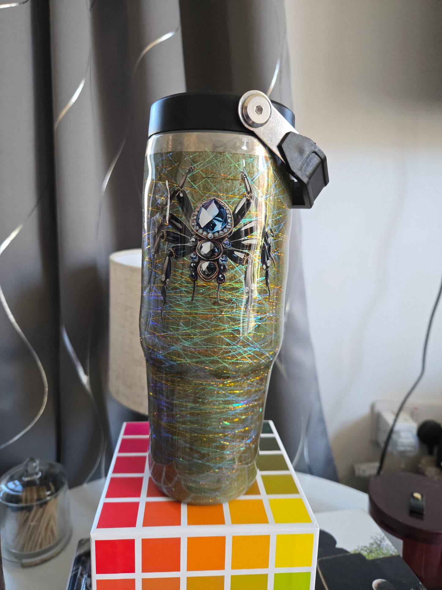 Ready to ship,  spider web , 30oz handbag sippy cup, unusual design