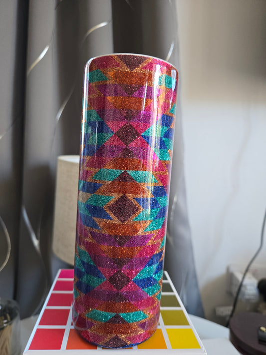 Ready to ship, southwestern template, beautiful micra glitters, 20oz